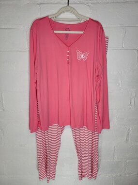 Croft & Barrow Women's XXL Lounge Pajama Set Shirt Pants Pink